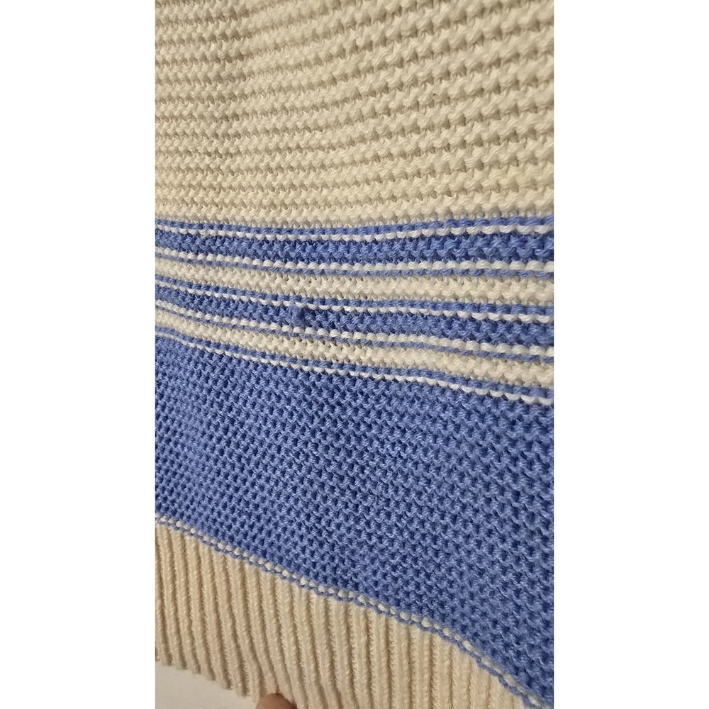 Charter Club Striped Button-Trim Heavy Knit Sweater Relaxed Blue Regular XL - Picture 4 of 6
